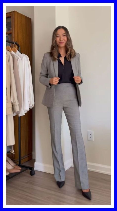 Gray Suit For Women Work Outfits, Casual Business Meeting Outfits For Women, Court Lawyer Outfit, Womens Suit Outfits Business, Corporate Millennial Outfit, Corporate Office Attire Women, Suits Formal Women, Law Office Attire, Womens Lawyer Outfits