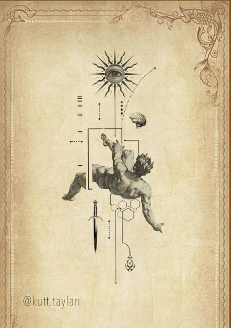 #icarus #tattoo #design Greek Mythology Tattoos Shoulder, Icarus Leg Tattoo, Daedalus Tattoo, Men Back Tattoo Ideas, Icarus Falling Tattoo, Icarus Tattoo Design, Fall Of Icarus Tattoo, Icarus Falling, Ancient Greek Tattoo