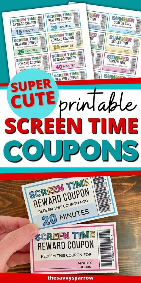 Want to start an easy screen time reward system for your kids to manage their screen time? Try these cute printable screen time coupons! These rewards or screen time tickets can be easily passed out to your kids for doing their chores or for good behavior! Ticket System For Kids At Home, Screen Time Tickets, Reward Coupons For Kids, Home Behavior Charts, Coupons For Kids, Reward Tickets, Reward System For Kids, Token System, Educational Websites For Kids