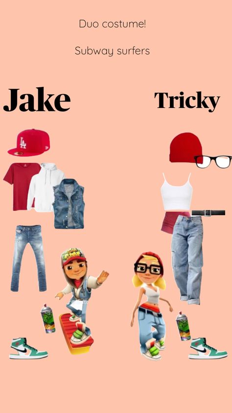 #subwaysurfers #halloween #preppy #fyp #fall #autumn #jake #tricky #outfitinspo #outfit #costume Halloween Preppy, Surfer Outfit, Subway Surfer, Cute Couples Costumes, Cute Group Halloween Costumes, Classy Halloween Costumes, Matching Halloween Costumes, Duo Costumes, Bff Halloween Costumes