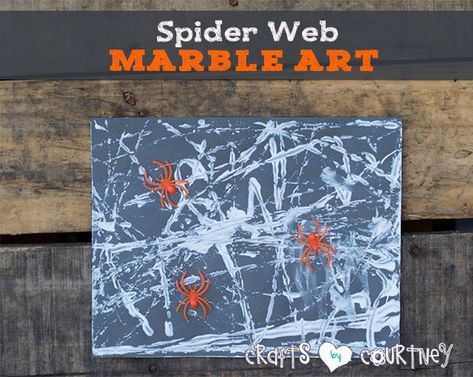 Make a Kids Spider Web Marble Art Craft Craft Spider, Cheap Fall Crafts For Kids, Spider Web Art, Art With Paint, Halloween Ghost Craft, Spider Web Craft, Fall Crafts For Toddlers, Spider Theme, Ghost Crafts