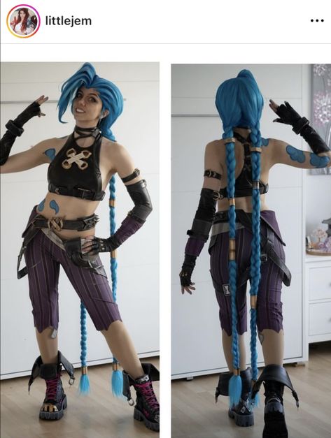 Jinx Cosplay Tutorial, Jinx Wig, Cosplay Jinx, Arcane Cosplay, Group Cosplay, Cosplay Ideas Women, Cosplay Idea, Jinx Cosplay, Festival Outfit Inspiration