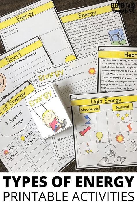 These lessons and activities will make your Energy unit engaging! Help your students learn about the science of energy with these resources. Complete with book recommendations, anchor chart ideas, and more. Check out these tips and tricks for your elementary science class! Energy Anchor Charts 3rd Grade, Mechanical Energy Anchor Chart, Types Of Energy Anchor Chart, Energy Transfer Activities, Energy Activities For Kids, Forms Of Energy Activities, Renewable Energy For Kids, Weather Science Activities, Science Foldables