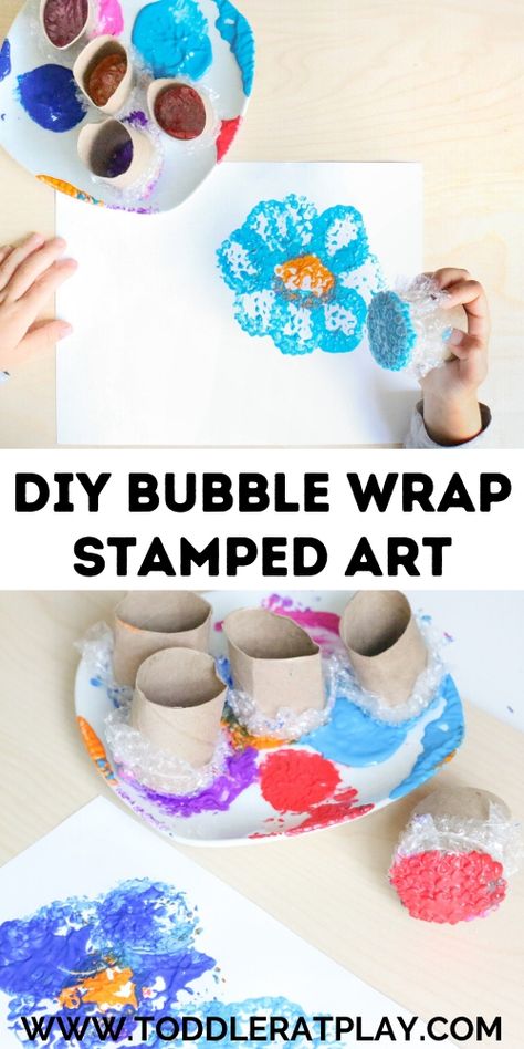 DIY Bubble Wrap Stamp Art - Toddler at Play Bubble Wrap Crafts, Bubble Wrap Art, Bubble Crafts, Bubble Activities, Diy Stamps, Toddler Painting, Art Activities For Toddlers, Toddler Art Projects, Toddler Arts And Crafts