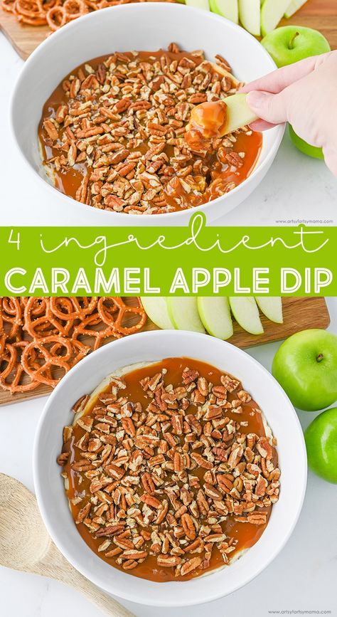 4-Ingredient Caramel Apple Cheesecake Dip #fallrecipes caramelapple #diprecipes #autumnrecipes #partyfood #nobakerecipes #easyrecipes #caramelappledip Cheesecake Apple Dip, Apple Cheesecake Dip, Caramel Apple Cheesecake Dip, Cheesecake Apple, Caramel Apple Dip, Caramel Apple Cheesecake, Apple Cheesecake, Cheesecake Dip, Fall Desserts Easy