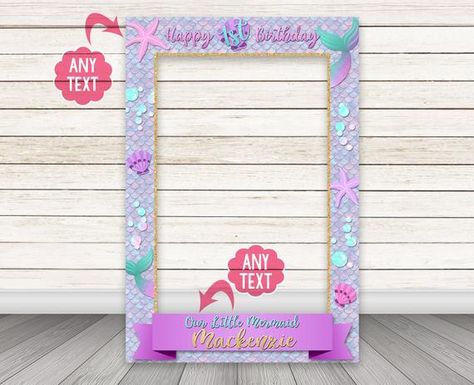 Mermaid Photo Booth, Unicorn Photo Booth, Mermaid Photo Props, Mermaid Party Games, Photo Prop Frame, Photo Booth Props Birthday, Ariel Birthday Party, Mermaid Theme Birthday Party, Anniversaire Diy