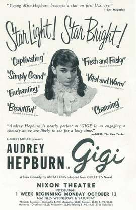 "Gigi" Audrey Hepburn's first Broadway Play Gigi Movie, Broadway Poster, Audrey Hepburn Poster, Audrey Hepburn Movies, Broadway Posters, Broadway Plays, 11x17 Poster, Theatre Poster, Muted Blue