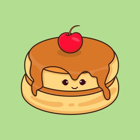 Pancake Drawing Easy, Pancake Doodle, Crepe Drawing, Pancake Wallpaper, Pancake Cartoon, Pancake Tattoo, Pancakes Drawing, Pancake Logo, Food Cartoon Illustration