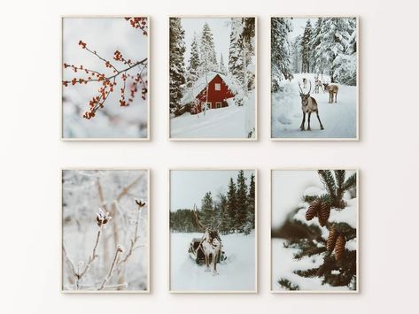 Holiday Decor Winter Set of 6 Prints Nordic Print Christmas - Etsy Italia Christmas Gallery Wall, Winter Poster, Perfect Photography, Gallery Wall Art Prints, Snowy Landscape, Nordic Decor, Nordic Wall, Gallery Wall Decor, Winter Print