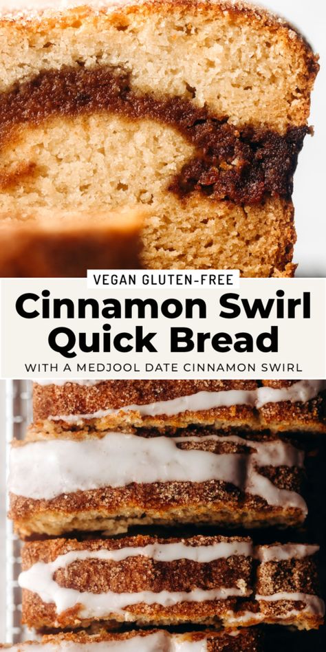 Vegan Gluten-Free Cinnamon Swirl Loaf Vegan Gluten Free Quick Bread, Gluten Free Cinnamon Swirl Bread, Paleo Pastries, Gluten Free Loaf, Cinnamon Loaf Bread, Cinnamon Swirl Loaf, Cozy Baking, Feasting On Fruit, Easy Gluten Free Desserts