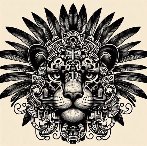 Aztec Panther Tattoo, Aztec Jaguar Tattoo, Mayan Jaguar, Aztec Tattoos Sleeve, Chest Tattoo Drawings, Jaguar Tattoo, Ma Tattoo, Mayan Tattoos, Inca Tattoo