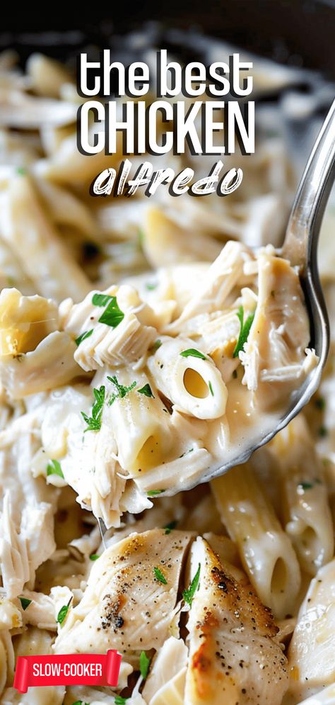 Slow Cooker Chicken Alfredo – Chasety Slow Cooker Chicken Alfredo, Cajun Chicken Fettuccine, Homemade Chicken Alfredo, Crockpot Chicken Alfredo, Costco Rotisserie Chicken, Chicken Broccoli Pasta, Crockpot Pasta Recipes, Crockpot Chicken Thighs, Chicken Fettuccine Alfredo