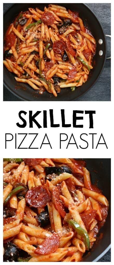 Skillet Pizza Pasta is a one pot meal that any pizza-loving family will enjoy! Ready in the amount of time it takes your pasta to cook, this easy weeknight meal is go-to dinner in our house! @MomNutrition Skillet Ziti, Ziti With Chicken, Mom To Mom, Skillet Pizza, One Pot Meal, Delicious Pasta, Yummy Pasta Recipes, Healthy Pasta Recipes, Healthy Pastas