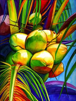 Puerto Rican Artwork, Tropical Painting, Arte Peculiar, Palm Trees Painting, Palm Tree Art, Caribbean Art, Water Sea, Bright Art, Beach Water