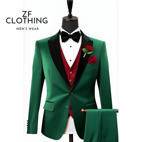 Christmas Suits For Men, Red And Green Outfit, Green Suit Men, Designer Tuxedo, Suits Formal, Green Tuxedo, Prom Inspiration, Suits Wedding, Formal Fashion