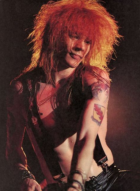 Axl Rose.  Never did see GnR, but did see Axl once.  He flew into the New York State Fair in a helicopter to play one song with Tom Petty.  It was a rehearsal for the duet on Tom's Free Fallin' for the MTV Awards later that year. Axel Rose, Duff Mckagan, Nikki Sixx, Glam Metal, Axl Rose, Welcome To The Jungle, I'm With The Band, Rose Photos, Mötley Crüe