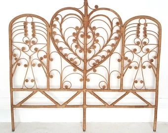 Wicker Headboard, Painted Wicker, Heart Center, Girl’s Room, Bedroom Furniture Beds, Vintage Hollywood, Box Spring, Hollywood Regency, Shabby Chic Decor