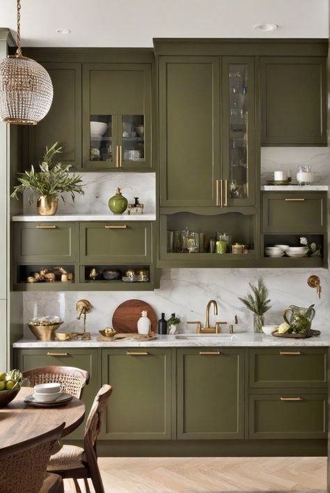 1. Home decor
2. Kitchen accessories
3. Olive green cabinets
4. Interior design Olive Green Countertops, Modern Vintage Interior Design Kitchen, Fern Green Kitchen Cabinets, Decorating With Olive Green, Olive Cabinets Kitchen, Olive Green Cabinets Kitchen, Olive Kitchen Cabinets, Green Kitchen Wallpaper, Kitchen Aesthetic Green