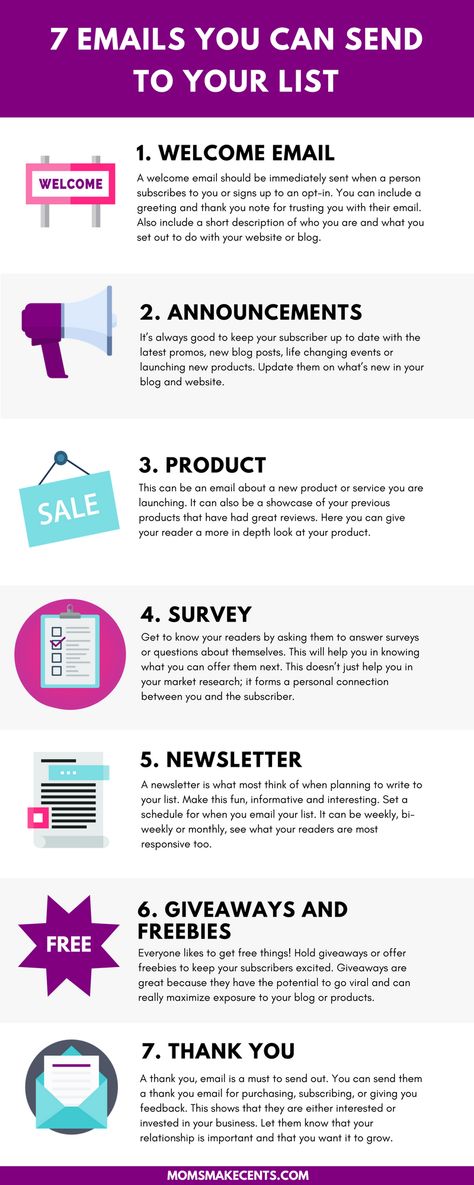 Start your email list and you're asking "Now what in the world am I supposed to send?!” I totally remember having that same feeling when I began to grow my list. Here are seven different types of email you can send to your list. | email marketing | welcome series | list building | Digital Marketing Logo, Series List, Email Marketing Inspiration, Web Design Blog, Advertising Business, Internet Marketing Strategy, Email Marketing Design, Email List Building, Sms Marketing