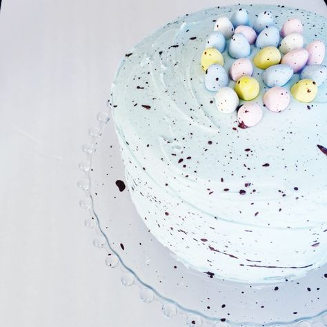 Sour Cream Spice Cake, Mini Egg Cake, Mini Eggs Cake, Easter Cake Easy, Easter Cake Recipes, 3 Layer Cakes, Fig Cake, Blue Frosting, Egg Cake