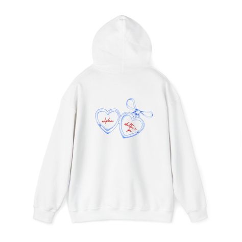 Alpha Delta Pi Locket Sorority Merch Hoodie, Blue White and Red Matching Set, Cute ADPi Sweatshirt Alpha Delta Pi Sorority, Delta Gamma Sorority, Delta Zeta Sorority, Merch Hoodie, Locket Design, Sorority Merch, Alpha Gamma Delta, Alpha Xi, Kappa Alpha Theta