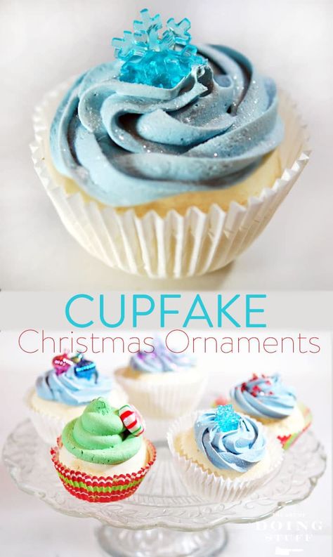 Diy Fake Cupcakes How To Make, Cupcake Ornaments Diy How To Make, How To Make Fake Cupcakes, Fake Bake Cupcakes, Fake Cupcakes Diy, Faux Pies, Cupcake Christmas Tree, Tea Infographic, How To Make Cupcake