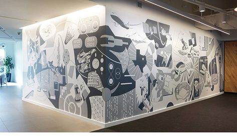 Office Mural, Interactive Walls, Traditional Wall Art, Corporate Art, Tech Art, Art Collage Wall, Commission Art, Art And Technology, Wall Sticker