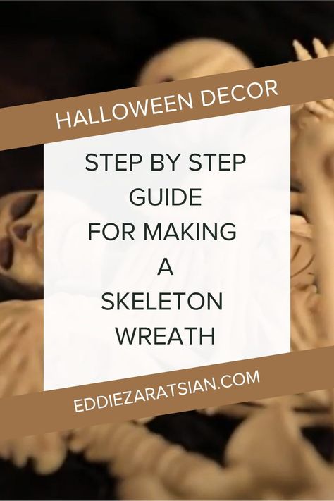 Discover how to make a Halloween skeleton wreath + spooky indoor wall decor for your home. These Halloween decorations are super creative and add tons of drama! Diy Skeleton Wreath, Diy Halloween Skeleton, Inexpensive Halloween Decorations, Halloween Mantel Decor, Decorating For Halloween, Wall Decor Halloween, Diy Dinner, Skeleton Wreath, Halloween Mantel