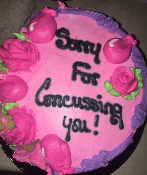 Sorry for concussing you Sorry Cake, Cute Food, Cake Ideas, Cake