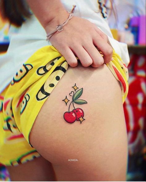 Group Tattoos, Minimal Tattoo Ideas, Cherry Tattoos, Petit Tattoo, Hip Tattoos Women, Incredible Tattoos, Kawaii Tattoo, Tattoo Ideas For Men, Tatuaje A Color