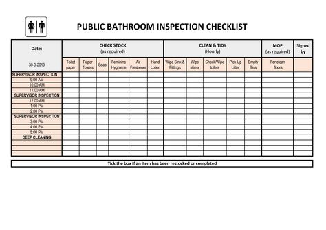 How to create a Bathroom Cleaning Checklist? An easy way to make an efficient bathroom cleaning schedule is to download this cleaning checklist template now! Bathroom Cleaning Schedule, Bathroom Cleaning Checklist, Efficient Bathroom, Cleaning Schedule Templates, Cleaning Checklist Template, Inspection Checklist, Public Bathrooms, Cleaning Tricks, Public Restroom