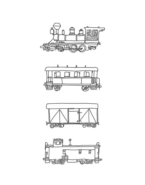 11x14 - STEAM TRAIN CONTOUR LINE DRAWING | Digital Art Print Our hand drawn contour line drawings of a steam engine, train cars and a caboose are sure to please any locomotive lover in your life, big or small. The minimalist style of this black & white print compliments any room decor, adding personalized charm to your space.  ⋒ THIS LISTING INCLUDES ONE DIGITAL ART PRINT ⋒ WHAT'S INCLUDED: ✦This is a DIGITAL art print.  NO PHYSICAL item will be shipped✦  Print Size: 11x14  Our prints are profes Stop This Train Tattoo, Train Caboose Drawing, Steam Engine Trains Drawings, Train Sketch Design, Train Car Tattoo, Cute Train Tattoo, Train Tatoos Small, Dainty Train Tattoo, Fine Line Train Tattoo