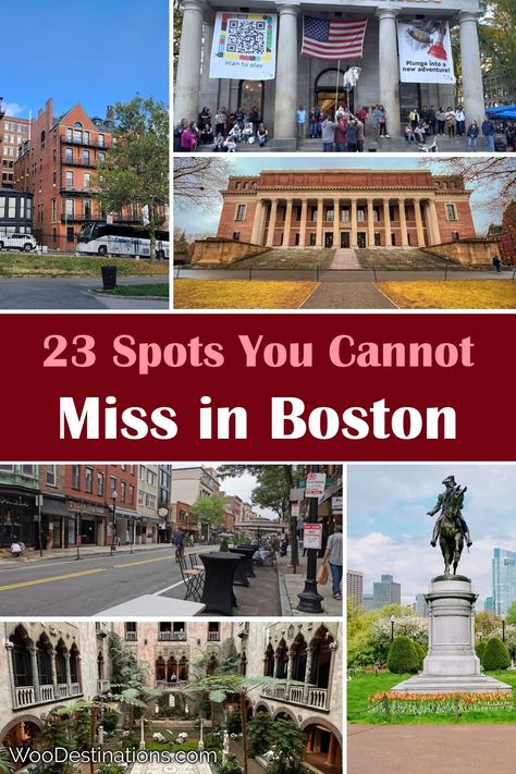 Explore the charm of Boston, North America, through 23 unforgettable spots that I just can't get enough of! From historic landmarks to vibrant neighborhoods, every corner of this city is filled with rich culture and unique experiences. Whether it's strolling through the picturesque streets or enjoying the local cuisine, Boston offers something for every traveler. Join me on this adventure and let's uncover the treasures of this beautiful city together! Must See Boston Things To Do, Boston In A Weekend, What To Do In Boston Summer, What To See In Boston, Boston Sightseeing Things To Do, What To Do In Boston Massachusetts, Boston Must See Things To Do, Things To Do In Boston Massachusetts, Must See In Boston