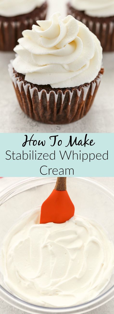 Whipped Cream Dessert Ideas, Whip Cream Cake, Sturdy Whipped Cream Frosting, Stable Whipped Cream, Stabilized Whipped Cream Frosting, Frost Cupcakes, Whipped Cream Icing, Whipped Icing, Cake With Whipped Cream