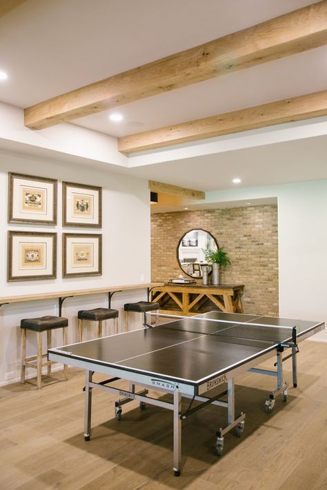 Ping Pong Room, Transitional Basement, Suwanee Georgia, Attic House, Basement Inspiration, Small Basements, Brown Floors, Games Room, Basement Renovations