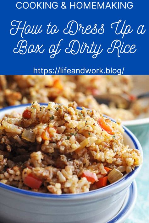 Cooking And Homemaking - How to Dress Up a Box of Dirty Rice Zatarains Dirty Rice Recipe, Bojangles Dirty Rice Recipe, Dirty Rice Recipe Easy, Making Cauliflower Rice, Dirty Rice Recipe, Chili Rice, Rice Casserole Recipes, Dirty Rice, Pot Dinners