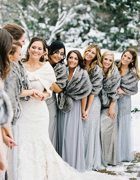 Keep your guests nice and toasty with these fun ways to warm up your cold weather wedding, like these gorgeous fur shalls! How To Dress For A Wedding, Fun Wedding Decor, Boda Diy, Wedding Planning Book, Winter Wedding Colors, Winter Wedding Decorations, Wedding Fans, Winter Wedding Inspiration, Winter Wonderland Wedding