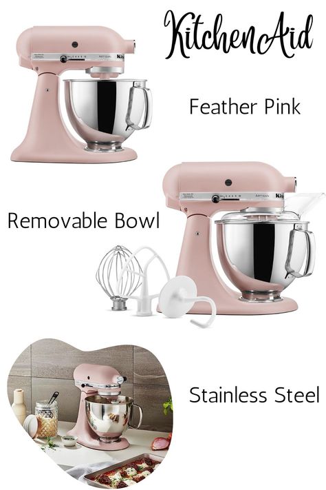 KitchenAid Artisan Series Stand Mixer, 5 Quart, Feathered Pink​ Feather Pink Kitchenaid, Kitchenaid Feather Pink, Pink Kitchenaid, Pink Kitchenaid Mixer, Kitchenaid Artisan Stand Mixer, House Appliances, Tilt Head, Kitchenaid Artisan, Head Stand