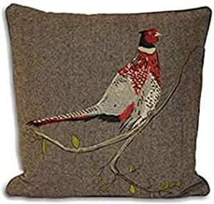 Paoletti Hunter Pheasant Herringbone Weave Piped Cushion Cover, Brown, 45 x 45 Cm Piped Cushion, Brown Cushions, The Hunter, Velvet Cushions, Cushion Pads, Pheasant, Scatter Cushions, Embroidered Design, Soft Furnishings