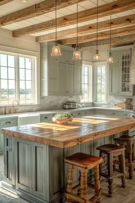 40 Rustic Farmhouse Kitchen Ideas That Look Chic and Charming  40 Rustic Farmhouse Kitchen Ideas That Look Chic and Charming Kitchen Minecraft, Rustic Farmhouse Kitchen Ideas, Barndominium Kitchen, Rustic Farmhouse Style Kitchen, Barndo Ideas, Bloxburg Cottage, Elegant Cottage, Kitchen Cottage, Kitchen Bloxburg