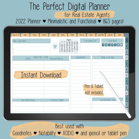 Realtor Calendar, 2022 Planner, Things To Do Today, Planner Minimalist, Business Journal, Planner Templates, Business Planner, Real Estate Business, Planner Paper