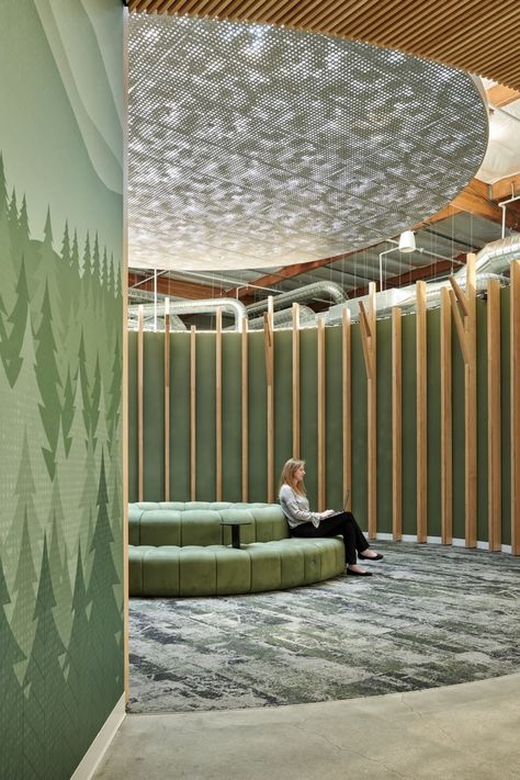 Glazed Brick Tiles, Organic Interior Design, Mountain View California, Design Studio Workspace, Modular Lounge, Architectural Lighting Design, Glazed Brick, Library Architecture, Office Photo