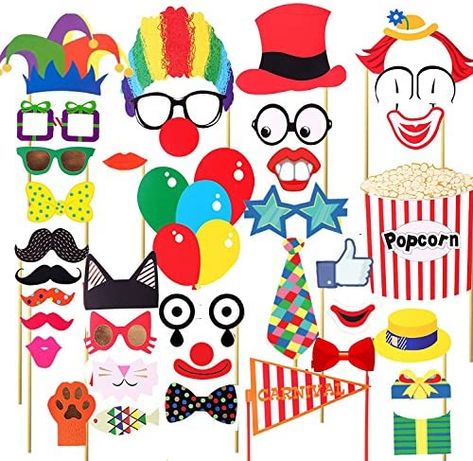 Carnival Photobooth, Photobooth Props Diy, Circus Mask, Circus Photo Booth, Carnival Theme Party, Carnival Party Decorations, Paper Glasses, Mask Photo, Theme Carnaval