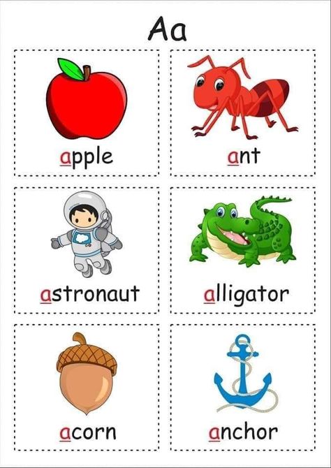 Jolly Phonics Printable Flashcards, Alphabet With Pictures Free Printable, Jolly Phonics Flashcards, Letter A Pictures, Kids Learning Alphabet, Jolly Phonics Activities, Letter A Words, Alphabet Flash Cards Printable, Alphabet Crafts Preschool