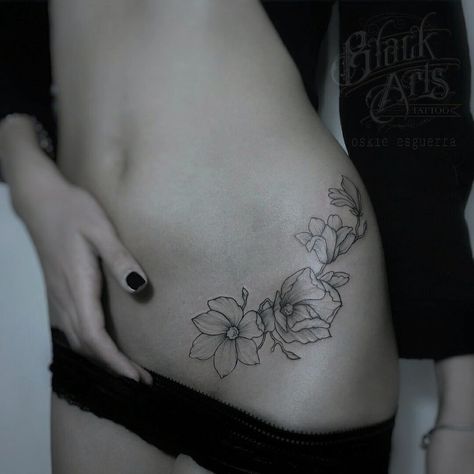 Best 27+ pelvic tattoo hip you must try this year Tattoo Hip, Hip Bone, Tattoos, Flowers