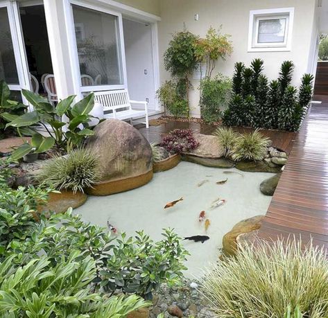 Garden Pools, Fish Ponds Backyard, Indoor Pond, Hiasan Dalaman Rumah, Kolam Koi, Indoor Water Features, Eden Garden, Diy Fountain, Indoor Water Fountains