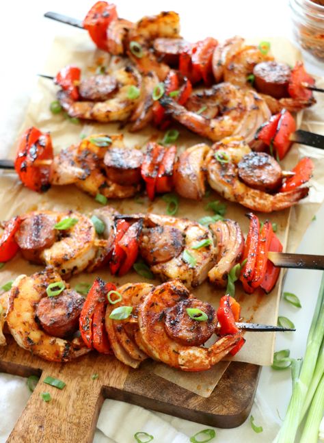 Cajun Shrimp Kabobs On The Grill, Summer Shrimp Recipes, Summer Shrimp, Shrimp Kabobs, Easy Grilling Recipes, Kabob Recipes, Easy Grilling, Kebab Recipes, Cajun Shrimp