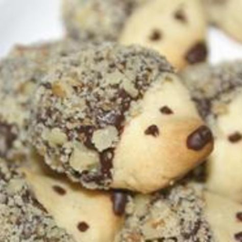 Hedgehog Shortbread Cookies with Chocolate + Walnut Hedgehog Cookies, Butter Cookie Recipe Easy, Shortbread Cookies Christmas, Brandy Snaps, Shortbread Cookies Easy, Hedge Hog, Christmas Shortbread, Cookies With Chocolate, Shortbread Cookie Recipe