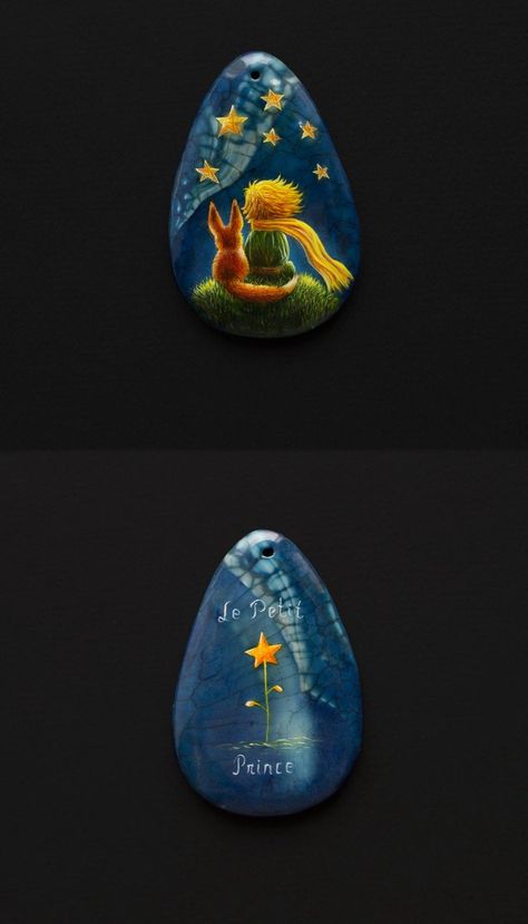 Space Necklace, Fox Necklace, Hand Painted Pendant, Foxes Necklace, Magic Stones, Friendship Necklace, Painted Jewelry, Friendship Necklaces, Pet Rocks