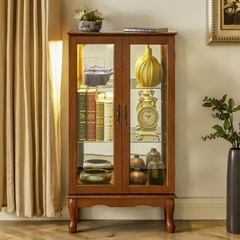 Benjamim Accent Cabinet Curio Cabinet Displays, Glass Curio Cabinets, Corner Display Cabinet, Curio Display, Dining Cabinet, Classic Doors, Glass Cabinets Display, Tempered Glass Shelves, Tempered Glass Door